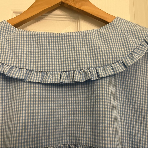 Blue Gingham Babydoll Dress with Ruffled Lapel Collar XL NWT - Picture 7 of 8